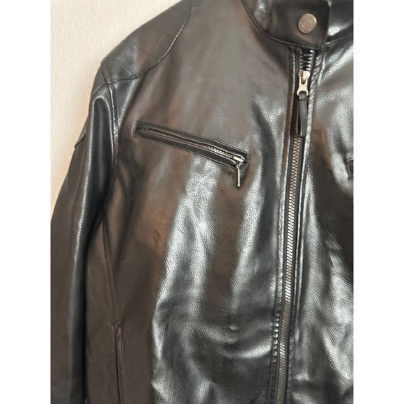 VTG US Polo Assn Leather Racer Motorcycle Jacket mens M Black - Picture 4 of 7